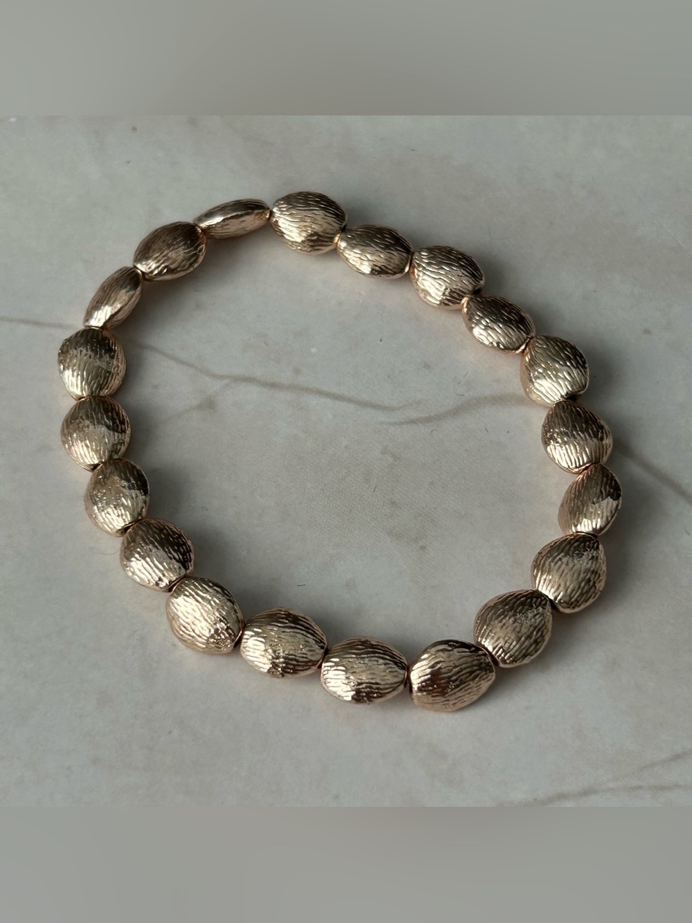 Rose Gold Tone Textured Bead Stretch Bracelet